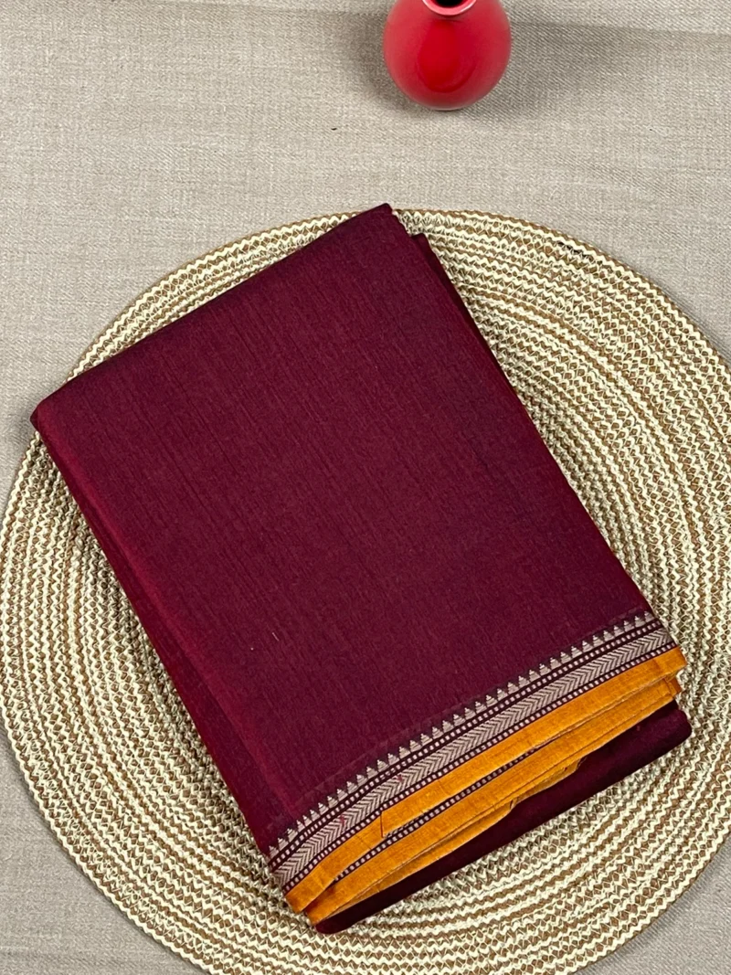 Maroon cotton Narayan Peth sarrr