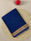 Navy blue cotton Narayan Peth saree with elephant border