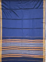Pallu of navy blue cotton Narayan Peth saree