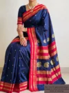 Mannequin wearing navy blue Narayan Peth pure silk saree