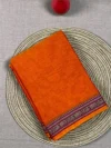 Orange cotton Narayan Peth saree with elephant border