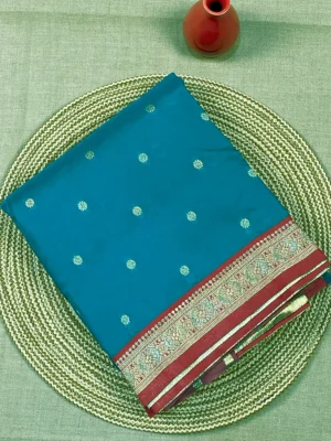 Peacock blue semi Paithani