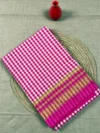 Pink small checks cotton Ilkal saree