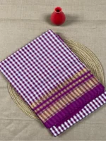 Purple small checks cotton Ilkal saree