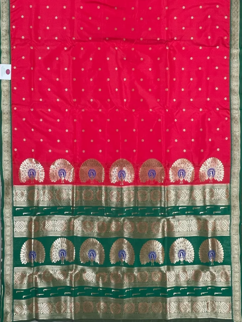 Pallu of red semi Paithani
