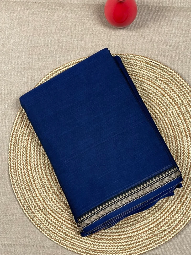 Navy blue cotton Narayan Peth saree