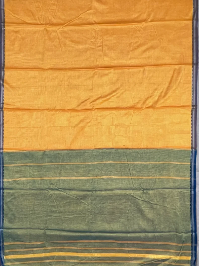Pallu of yellow cotton Narayan Peth saree
