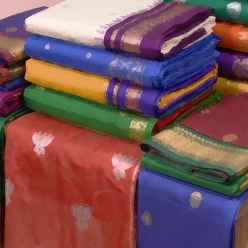 Bruch painting of beautiful silk sarees