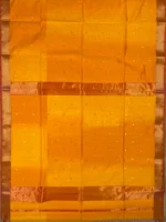 Orange-shaded-Maheshwari silk-cotton-pallu Pallu of orange Shaded Maheshwari silk-cotton saree with butti