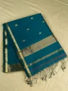 Peacock green silk-cotton Maheshwari saree