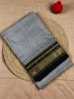 Black micro checks pure silk Ilkal saree