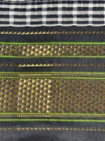 Border closeup of Black micro checks pure silk Ilkal saree