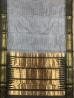 Pallu of Black micro checks pure silk Ilkal saree