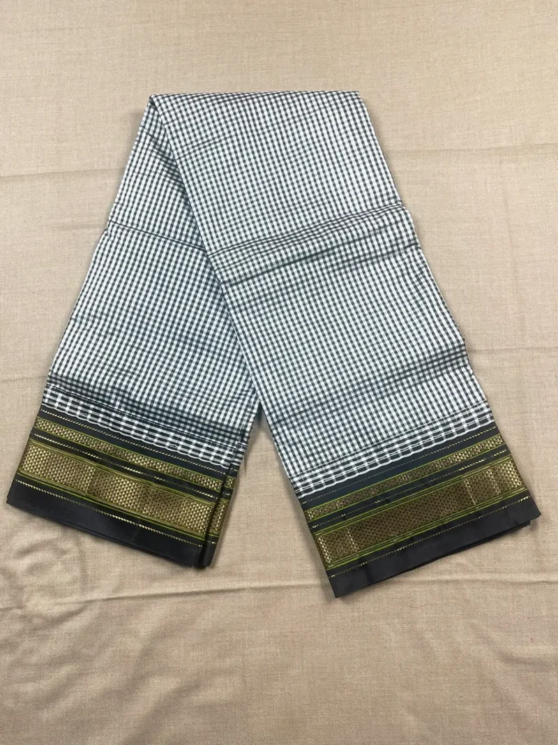 Black micro checks pure silk Ilkal saree