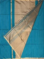 Blouse of blue Maheshwari silk cotton saree with thread lines