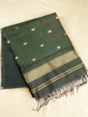 Bottle green Maheshwari silk-cotton saree
