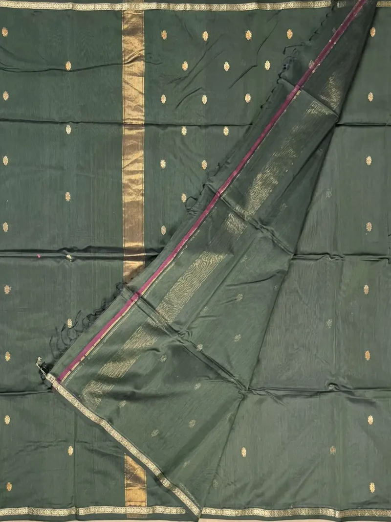 Blouse of bottle green Maheshwari silk cotton saree
