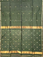 Pallu of bottle green Maheshwari silk cotton saree