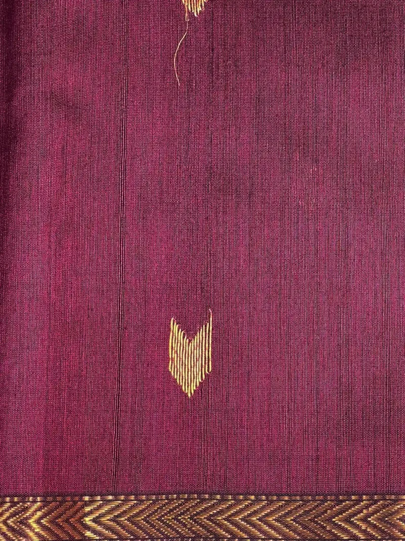 Border closeup of Brown silk-cotton Maheshwari saree