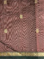 Border closeup of Chocolate brown silk-cotton Maheshwari saree