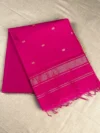 Fuchsia silk-cotton Maheshwari saree