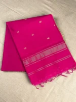 Fuchsia silk-cotton Maheshwari saree