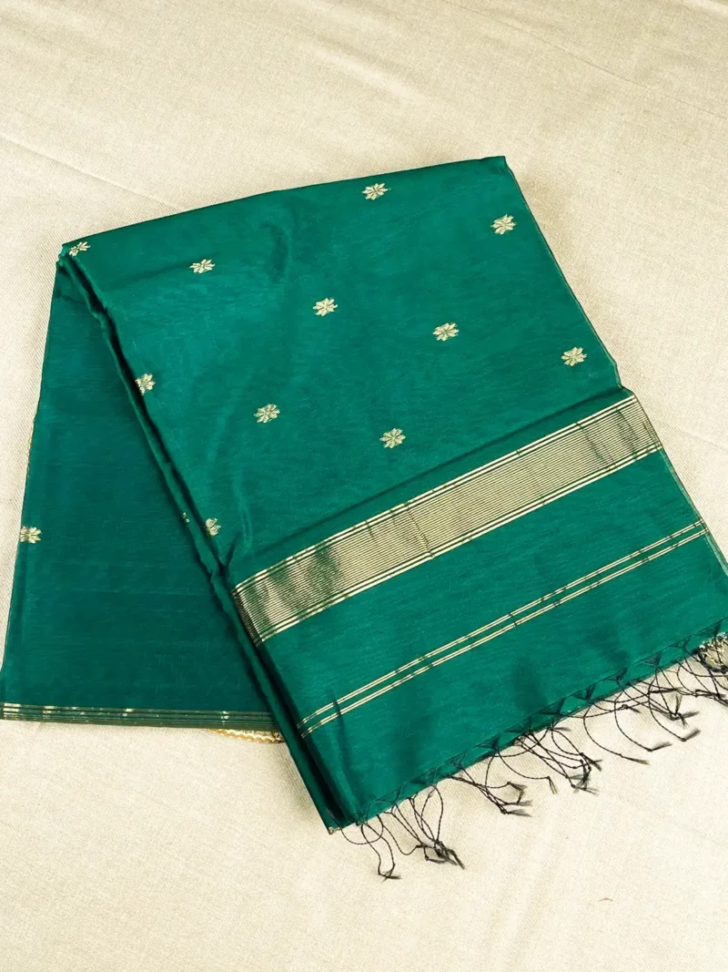 Green silk-cotton Maheshwari saree