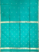 Pallu of Green silk-cotton Maheshwari saree