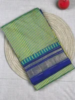 Olive green with micro checks pure silk Ilkal saree