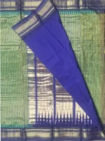 Blouse of Olive green with micro checks pure silk Ilkal saree