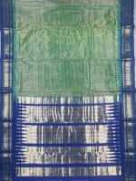 Pallu of Olive green with micro checks pure silk Ilkal saree