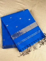 Ink blue silk-cotton Maheshwari saree