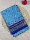 Light blue with micro checks and blue border pure silk Ilkal saree
