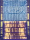 Pallu of Light blue with micro checks and blue border pure silk Ilkal saree