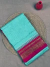 Pistachio Ilkal pure silk saree with micro checks and red border