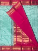 Blouse of Pistachio Ilkal pure silk saree with micro checks and red border