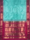 Pallu of Pistachio Ilkal pure silk saree with micro checks and red border