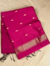 Magenta silk-cotton Maheshwari saree
