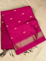 magenta-small-border-maheshwari-silk-cotton Magenta silk-cotton Maheshwari saree