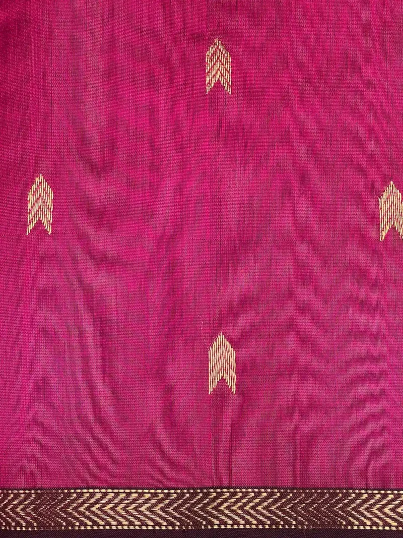 Border closeup of Magenta silk-cotton Maheshwari saree