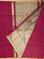 Blouse of maroon Maheshwari silk cotton saree with thread lines