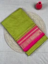 Mustard yellow with micro checks and red border pure silk Ilkal saree