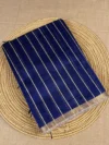 Navy blue Maheshwari silk cotton saree with thread lines