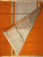 orange-thread-lines-maheshwari-silk-cotton-blouse Blouse of orange Maheshwari silk cotton saree with thread lines