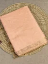 Peach colour plain tissue-cotton Maheshwari saree
