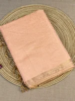 peach colour-plain tissue cotton Maheshwari Peach colour plain tissue-cotton Maheshwari saree