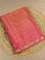 pink-plain tissue cotton Maheshwari Pink plain tissue-cotton Maheshwari saree