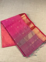 pink-shaded-Maheshwari silk-cotton Pink Shaded Maheshwari silk-cotton saree with butti
