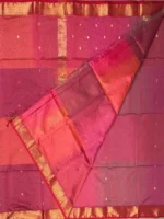 pink-shaded-Maheshwari silk-cotton-blouse Blouse of pink Shaded Maheshwari silk-cotton saree with butti
