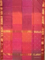 pink-shaded-Maheshwari silk-cotton-pallu Pallu of pink Shaded Maheshwari silk-cotton saree with butti